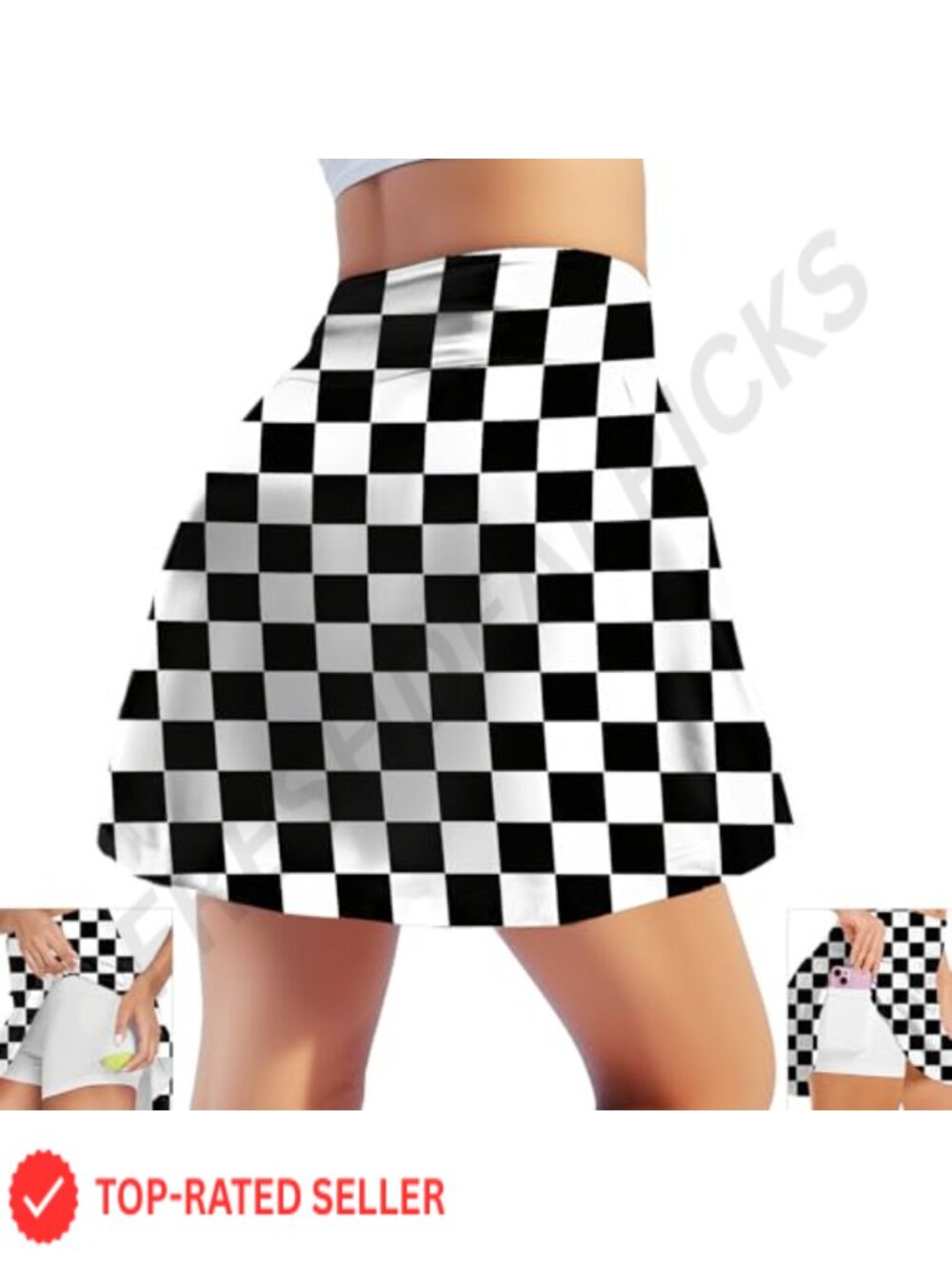 Pleated Tennis Skort with Shorts Pockets High Waist Golf Skirt